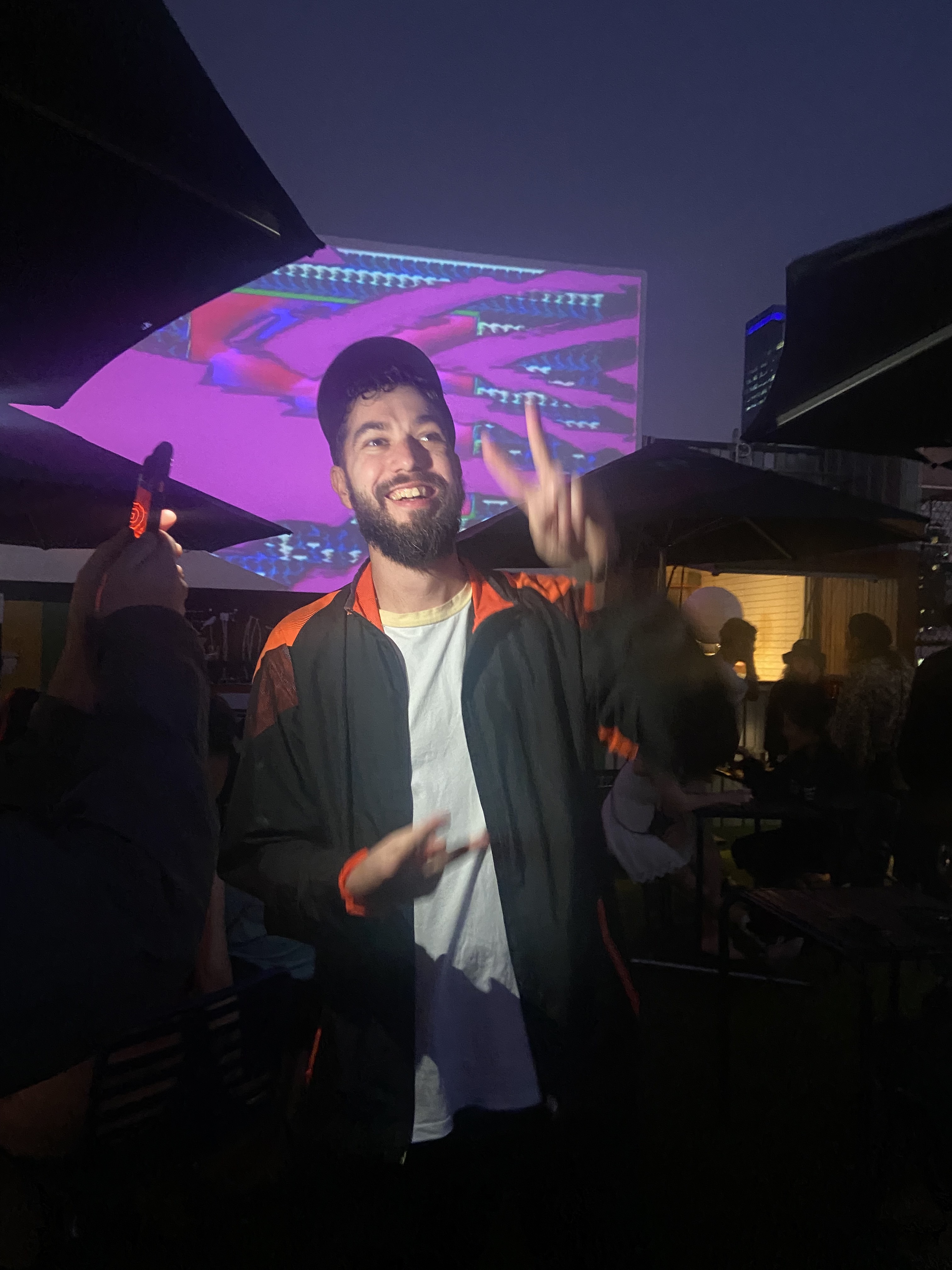 Alex VJing at Rooftop Bar